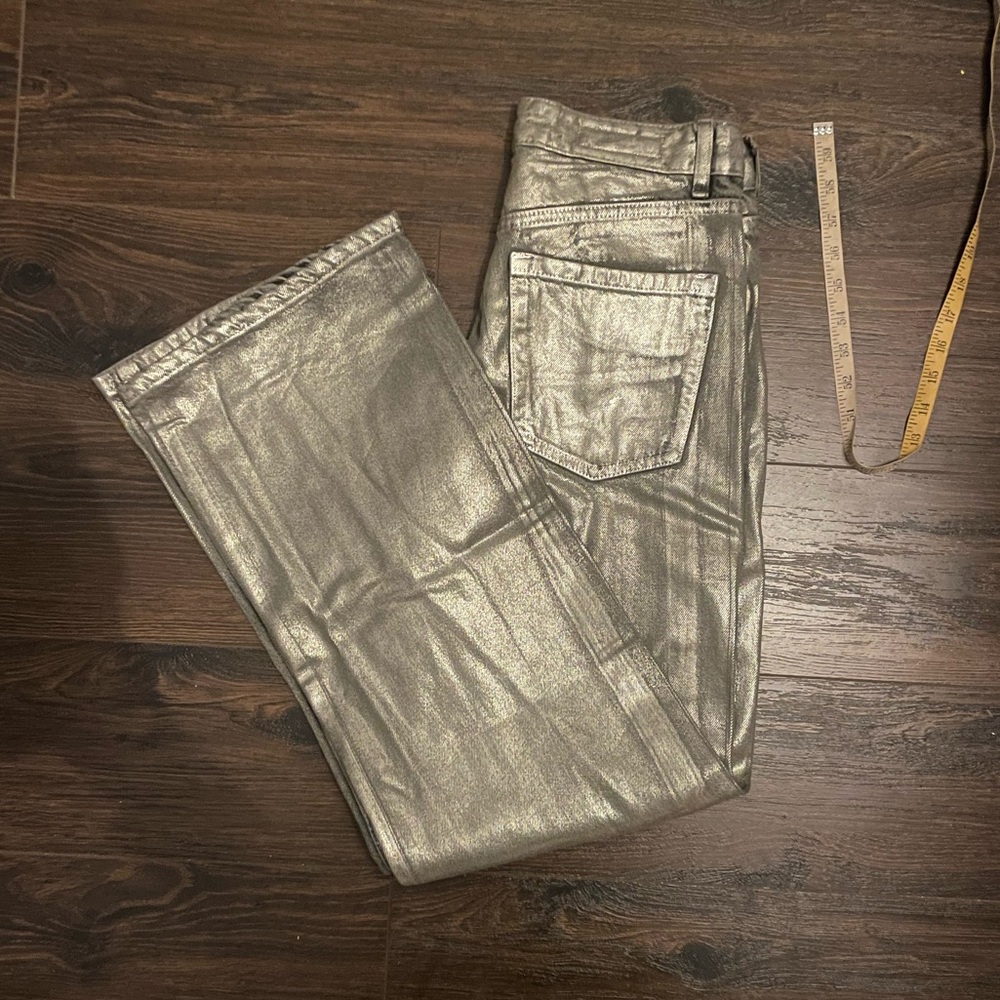 Zara high rise metallic denim